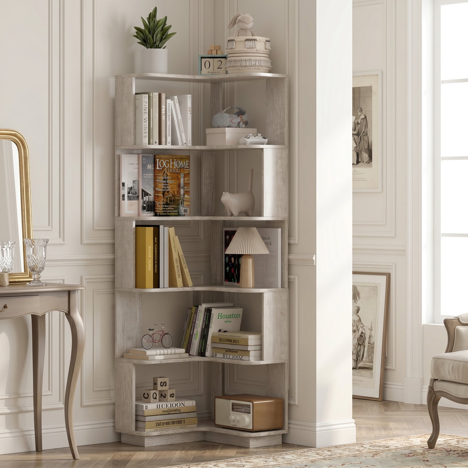 Agora 65" 6-Tier L-Shaped Corner Bookshelf