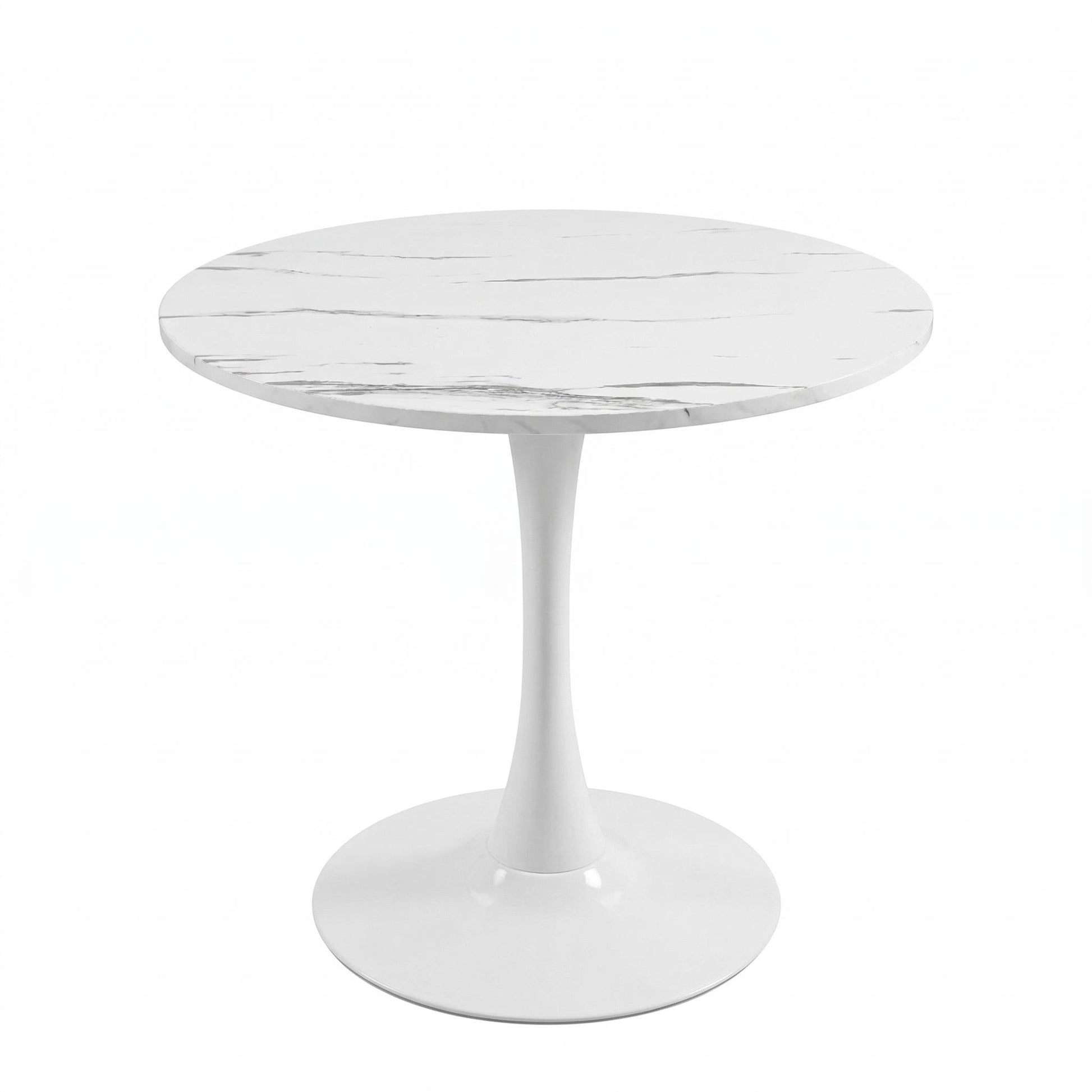 Alpine white dining table showing front angled isolated product image on white background