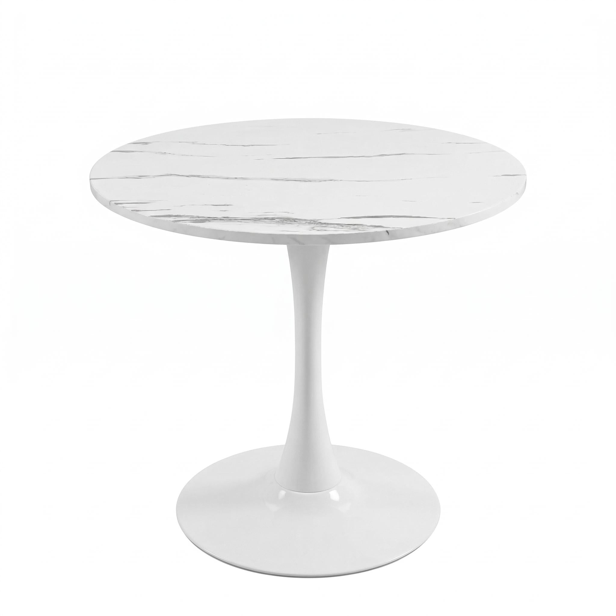 Alpine white dining table showing front angled isolated product image on white background