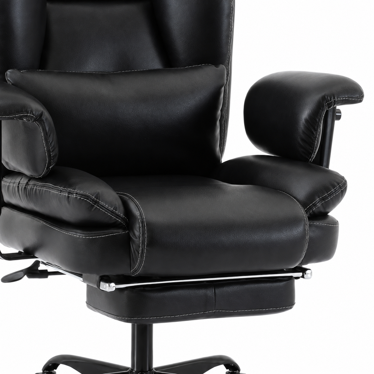 Alvik black office chair showing padded seat and armrest detail