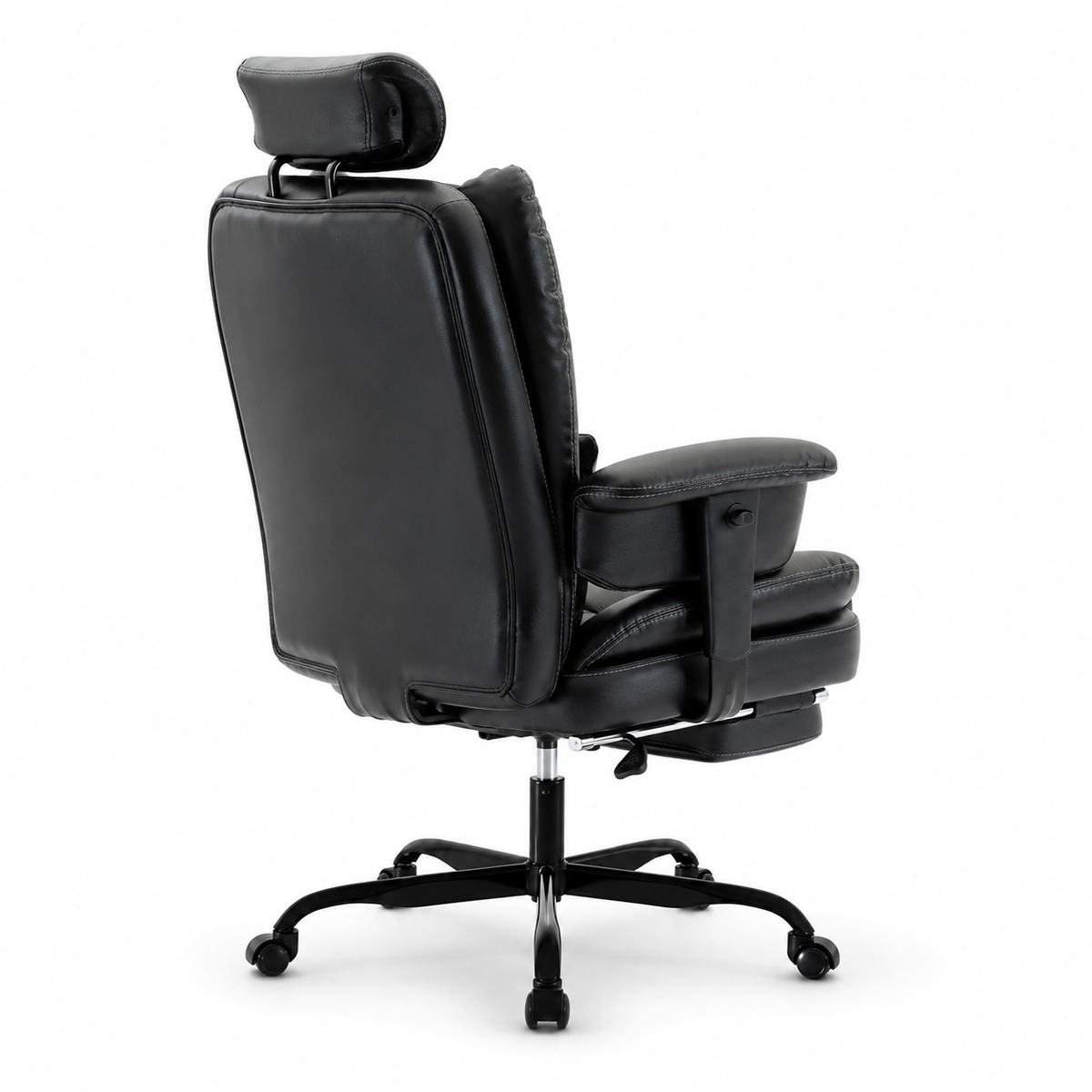 Alvik black office chair showing a rear angled view with high backrest and five-star base