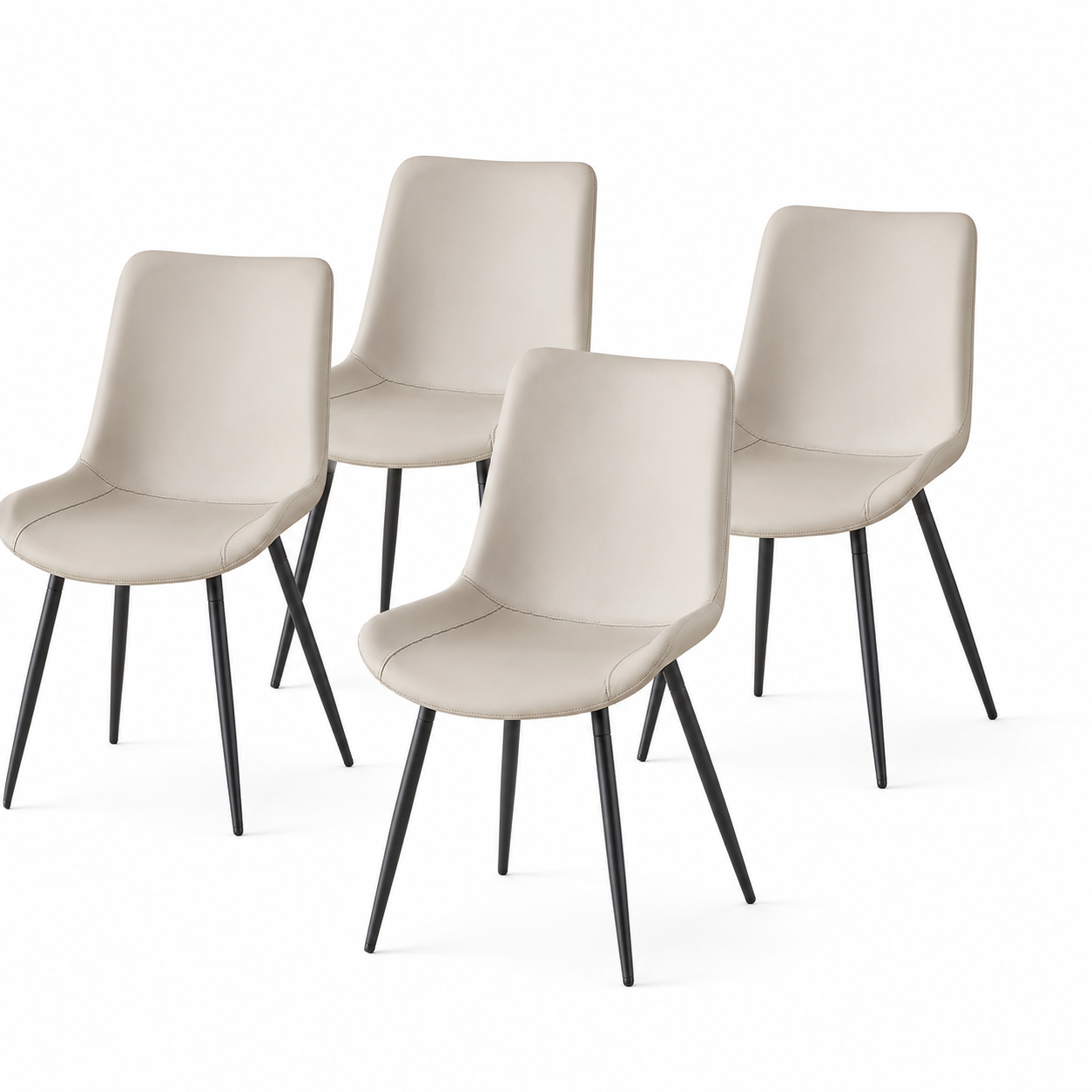 Amalfi light grey dining chairs set of four arranged together on white background