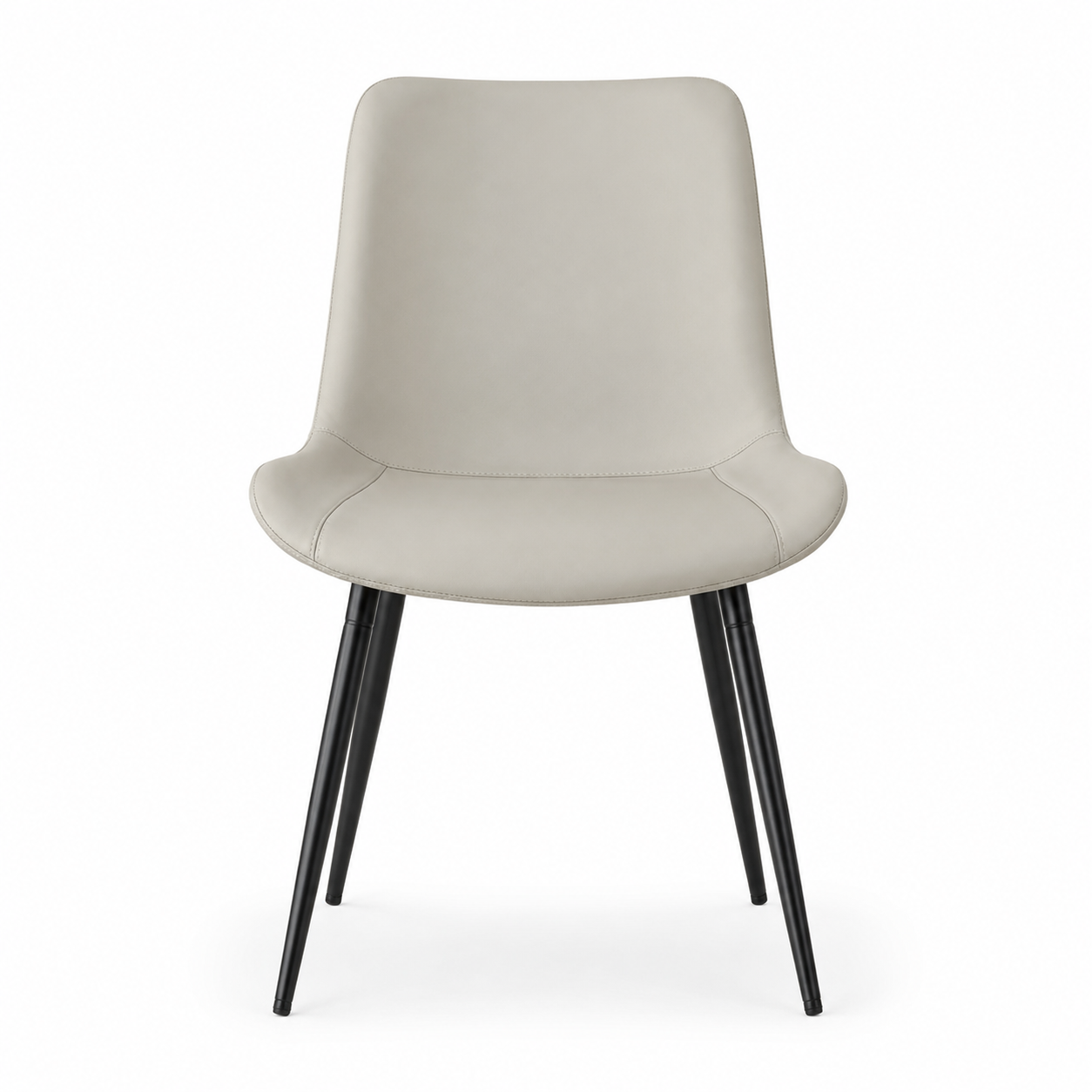 Amalfi light grey faux leather dining chair front angled view on white background