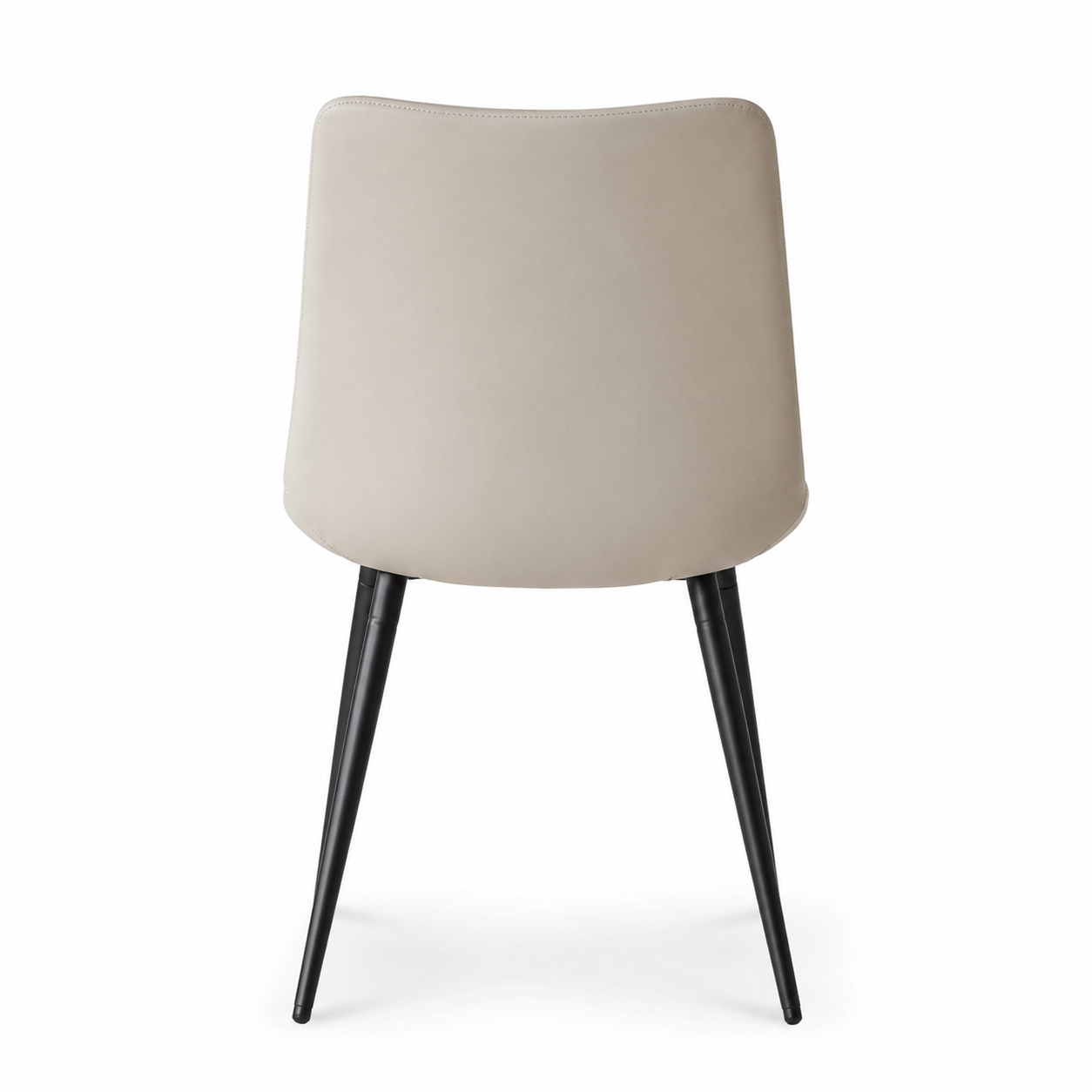 Amalfi light grey dining chair rear view with curved backrest on white background
