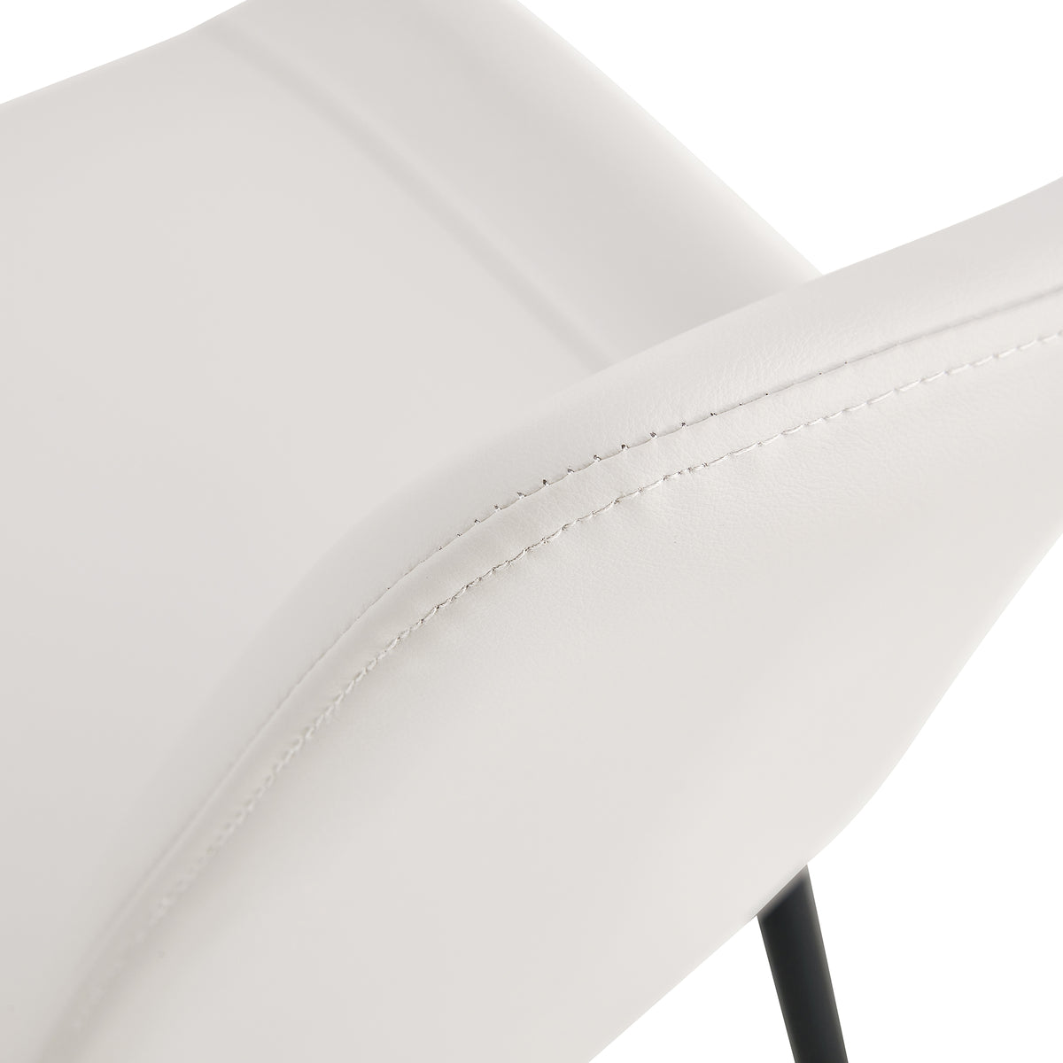 Amalfi white dining chair showing curved backrest edge detail