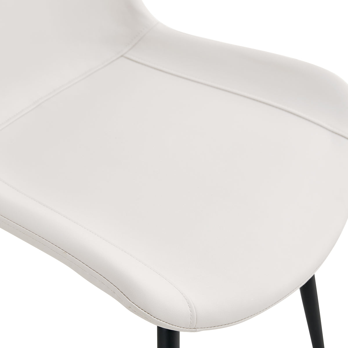 Amalfi white dining chair showing curved backrest edge detail