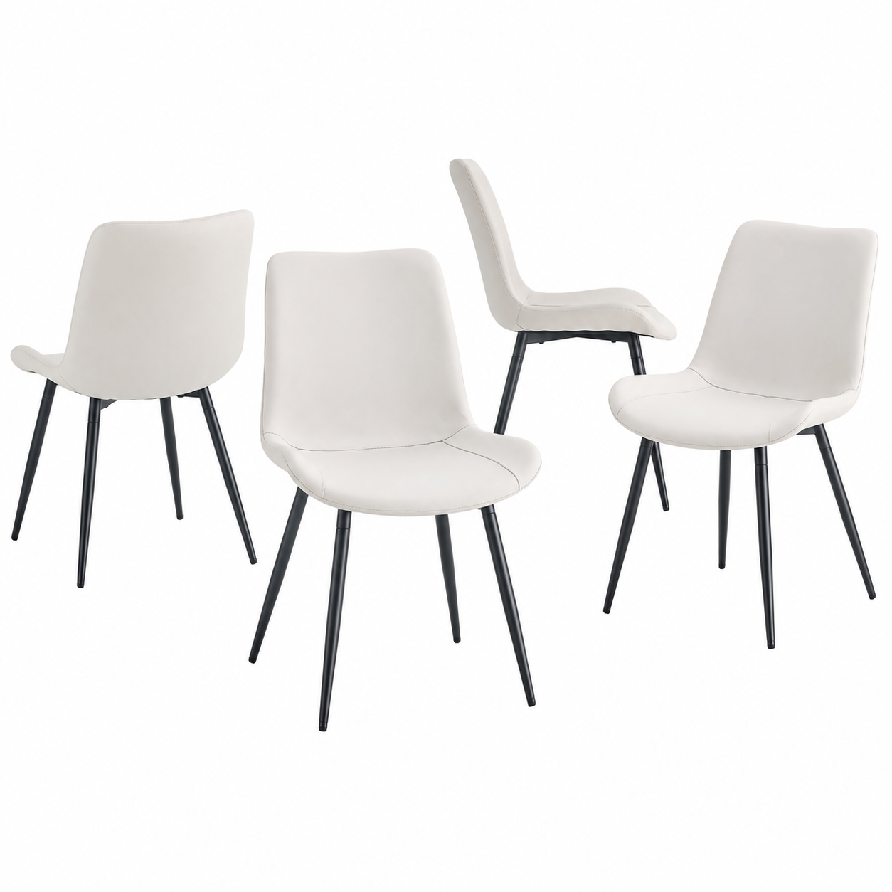 Amalfi white faux leather dining chairs set of four on white background
