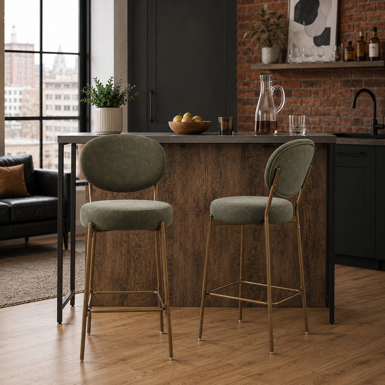 Amarone 29" Bar Height Upholstered Bar Stools Set of 2