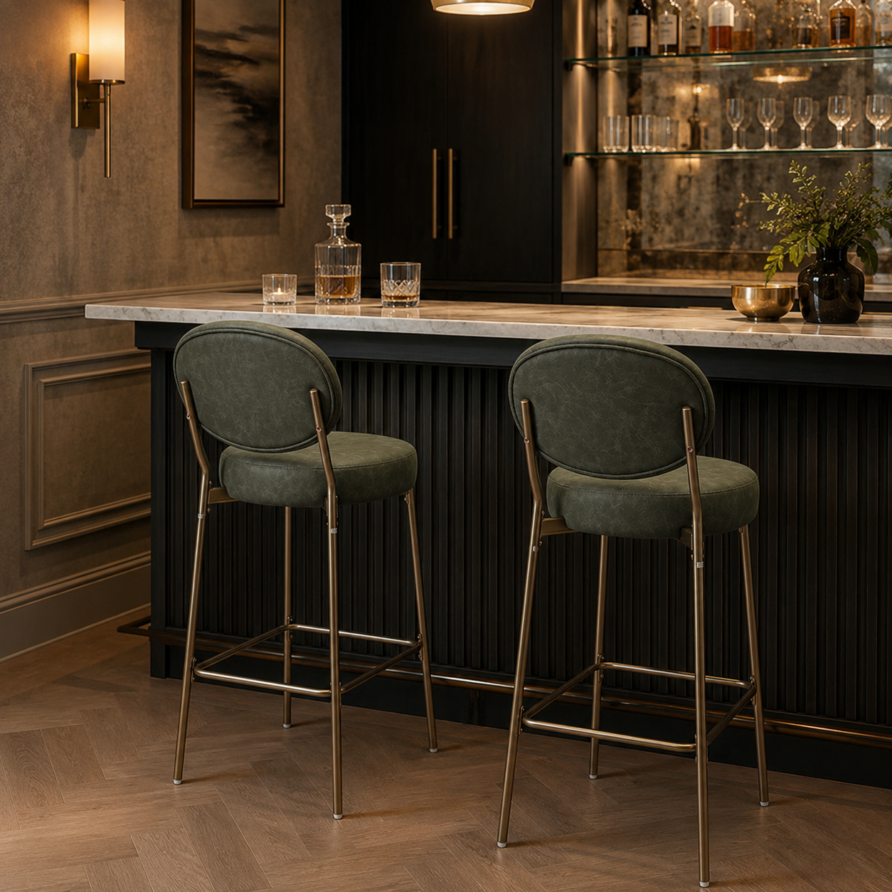 Amarone 29" Bar Height Upholstered Bar Stools Set of 2
