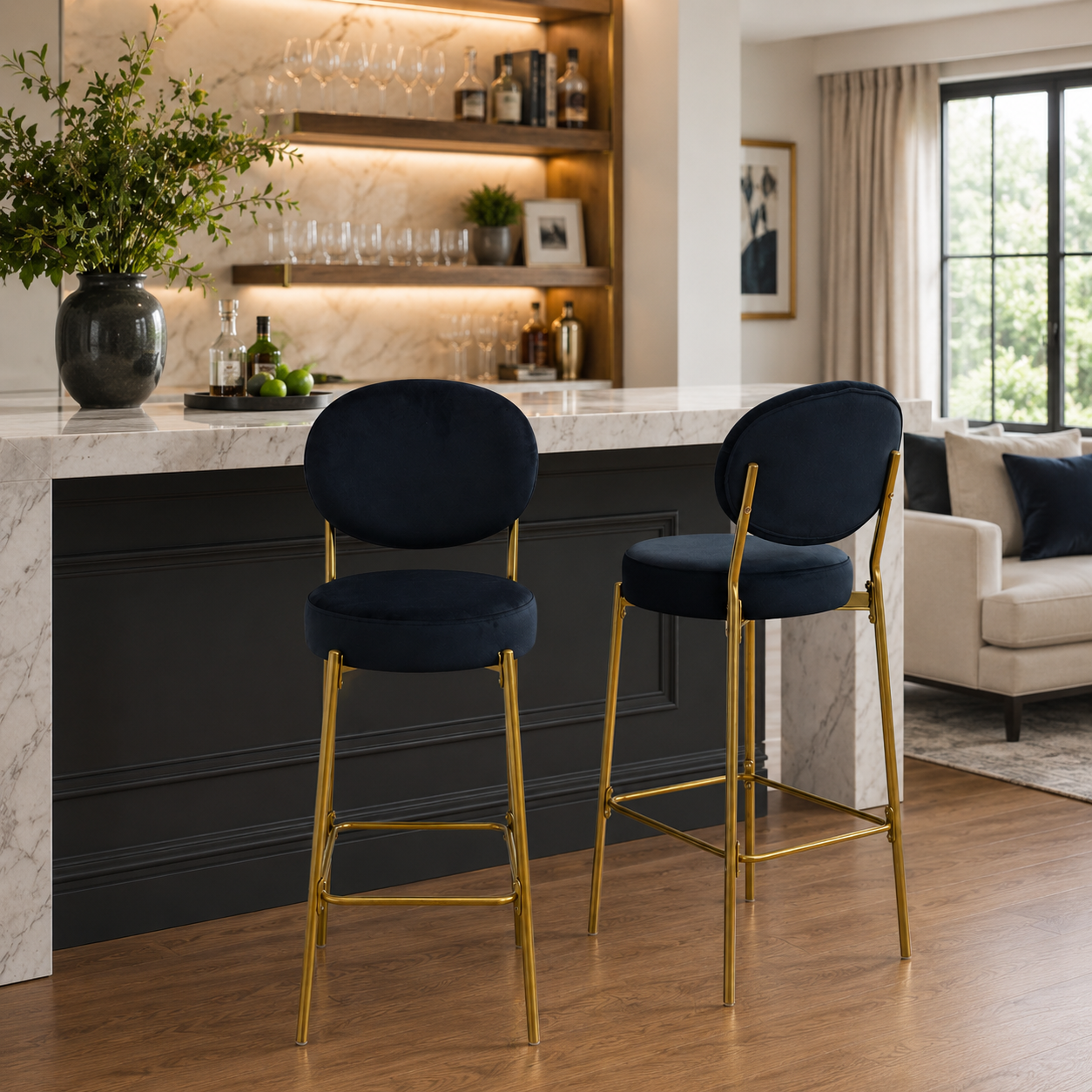 Amarone 29" Bar Height Upholstered Bar Stools Set of 2