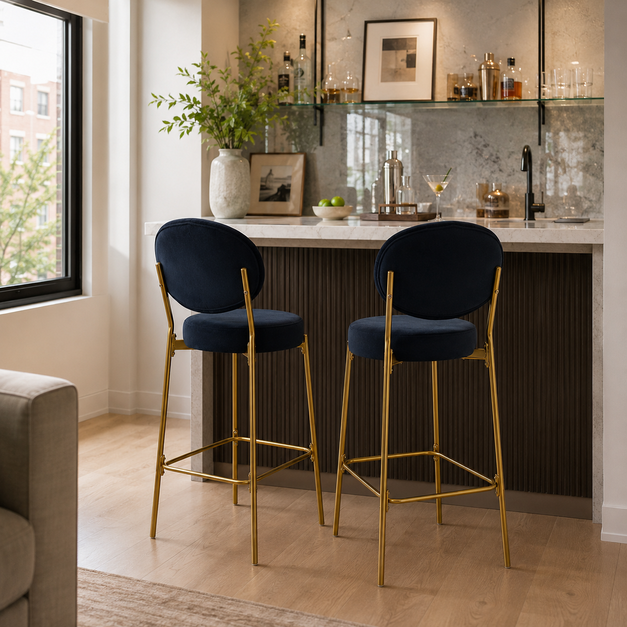Amarone 29" Bar Height Upholstered Bar Stools Set of 2