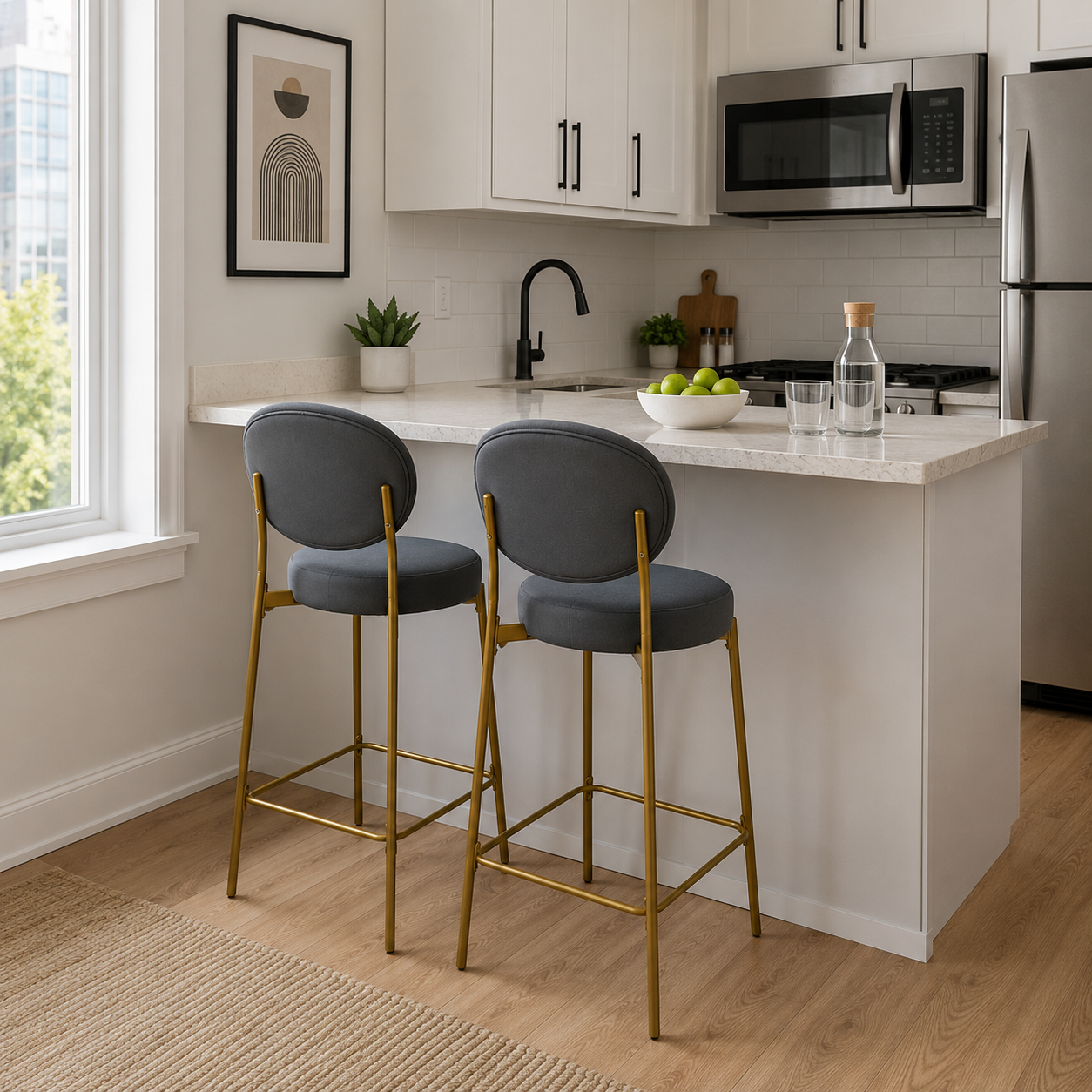 Amarone 29" Bar Height Upholstered Bar Stools Set of 2