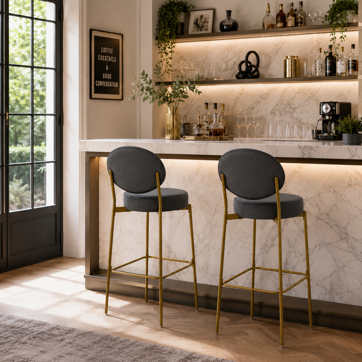 Amarone 29" Bar Height Upholstered Bar Stools Set of 2