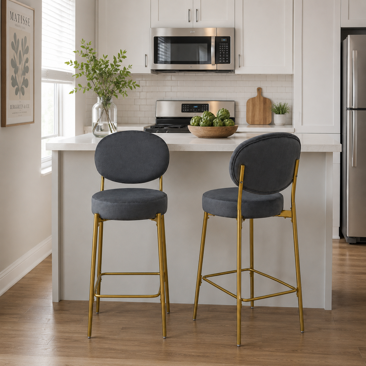 Amarone 29" Bar Height Upholstered Bar Stools Set of 2