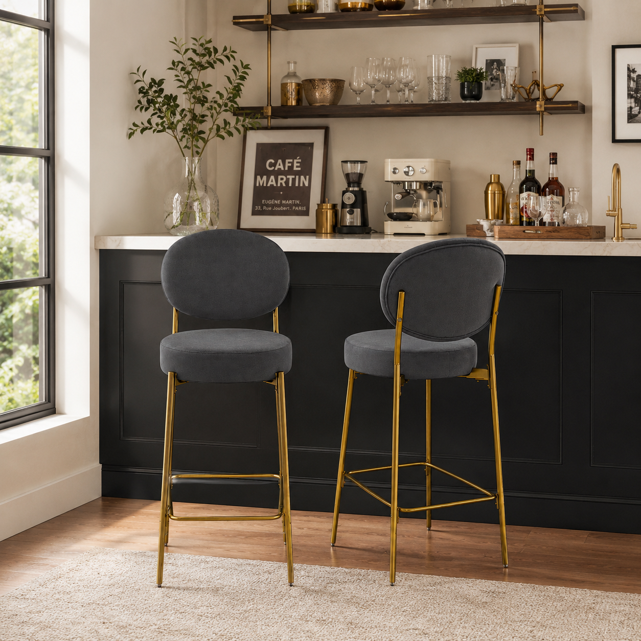 Amarone 29" Bar Height Upholstered Bar Stools Set of 2