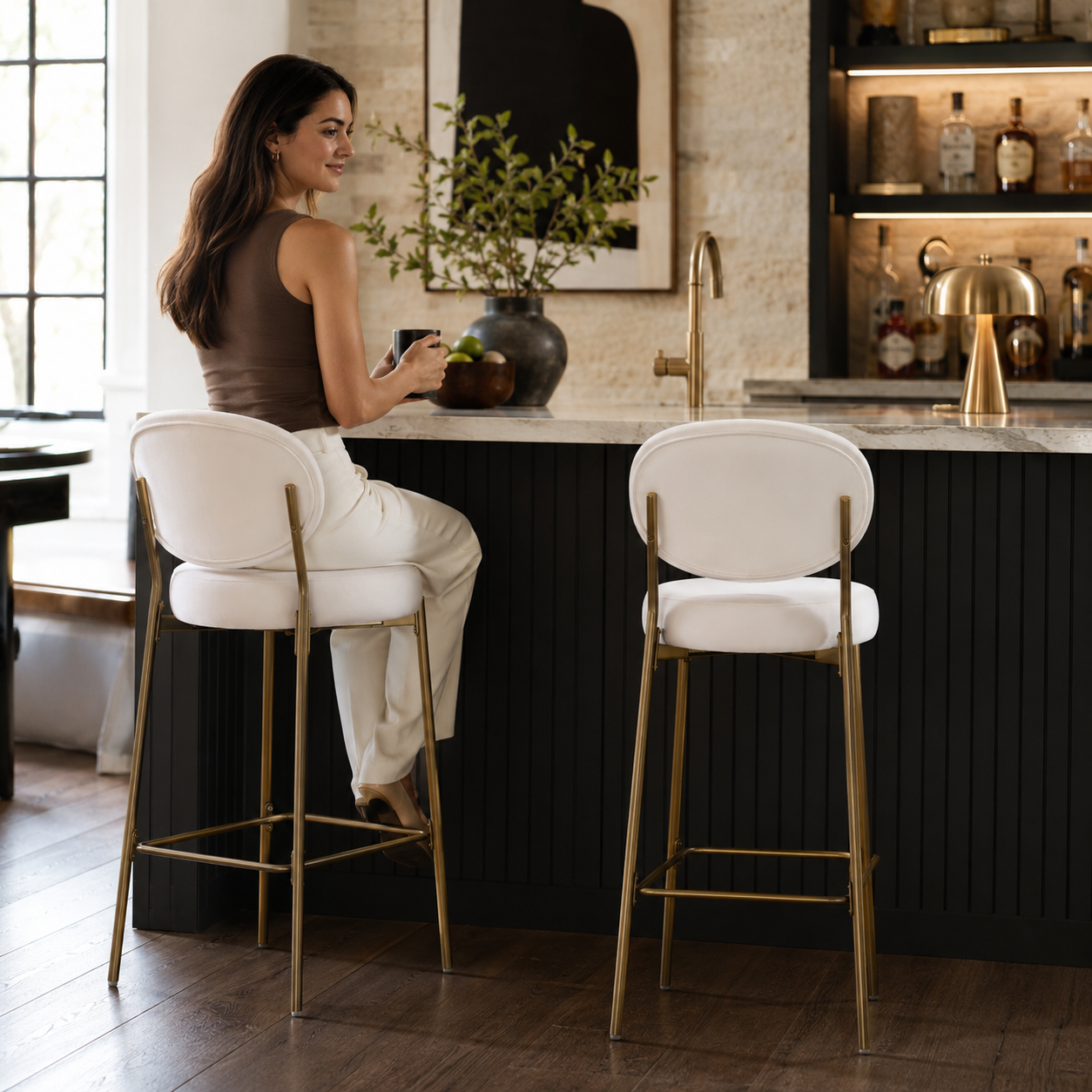 Amarone 29" Bar Height Upholstered Bar Stools Set of 2