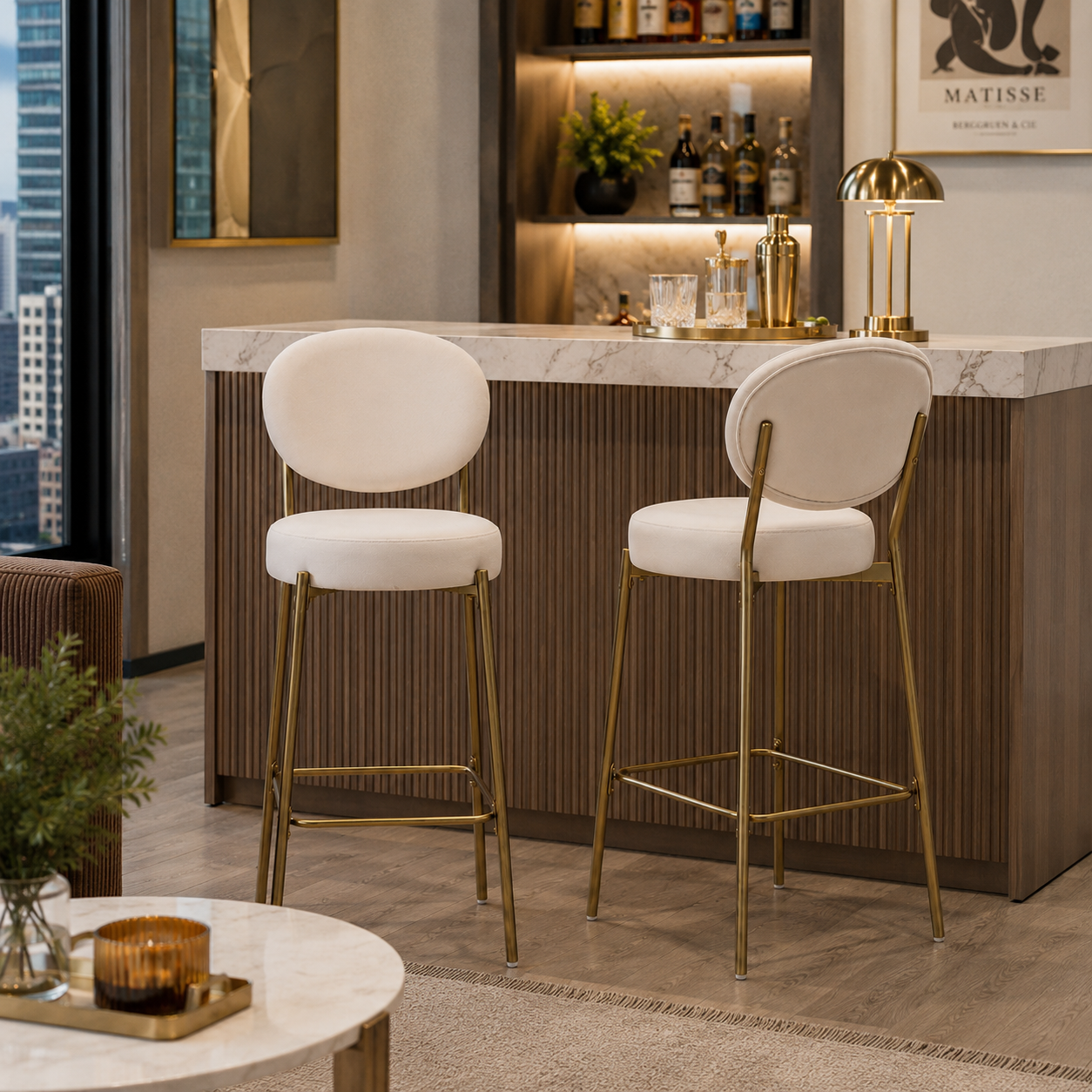 Amarone 29" Bar Height Upholstered Bar Stools Set of 2
