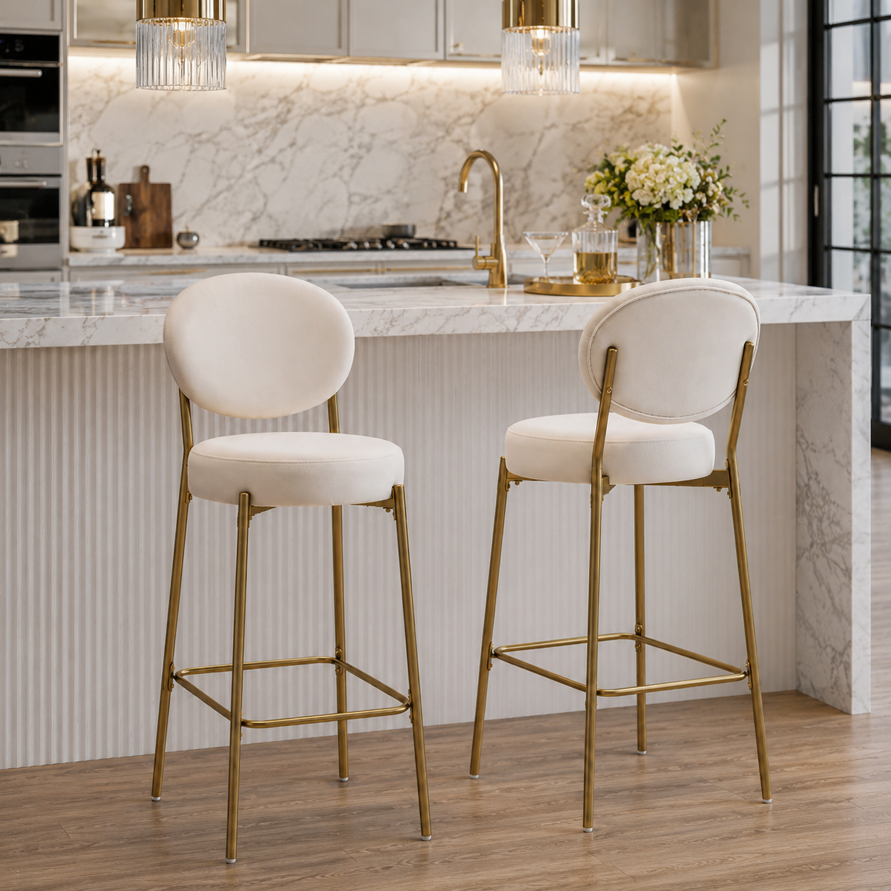 Amarone 29" Bar Height Upholstered Bar Stools Set of 2