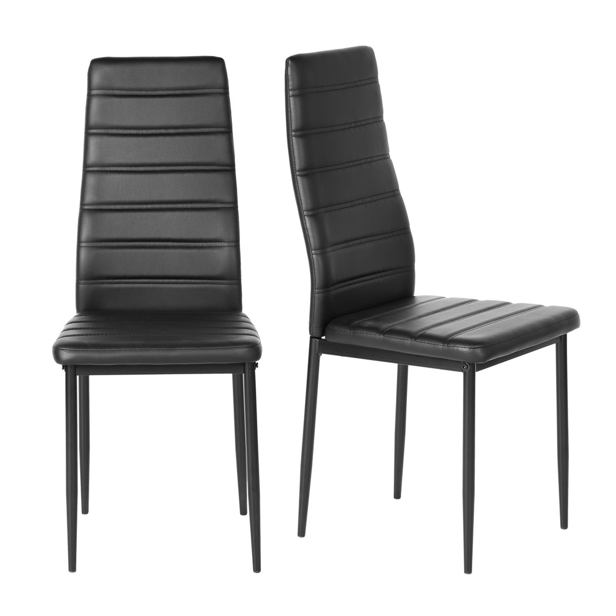Ann black faux leather dining chair set of 2 on white background