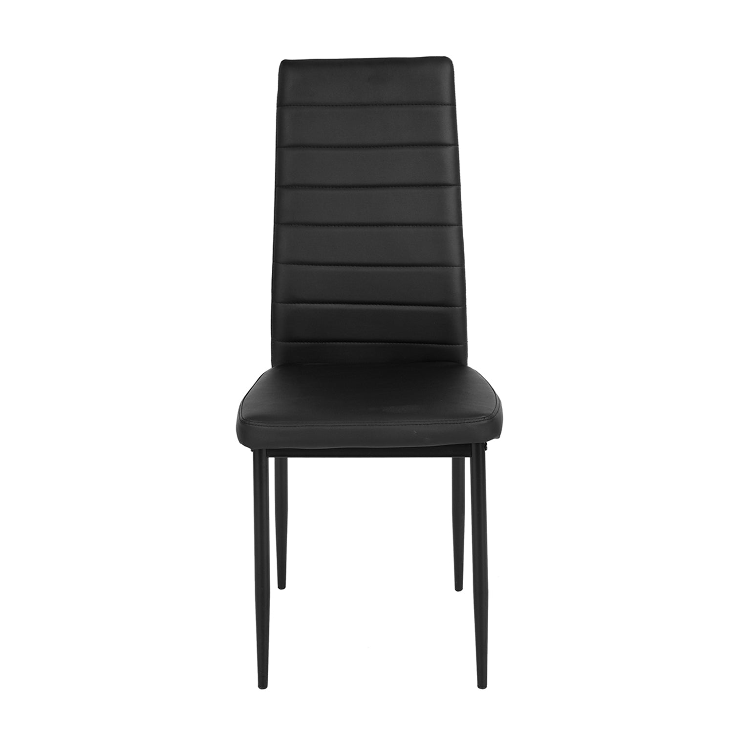 Ann black faux leather dining chair front view on white background