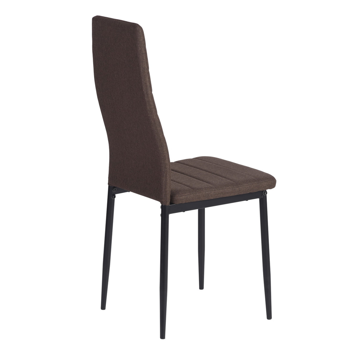 Ann brown high back upholstered dining chair rear view on white background