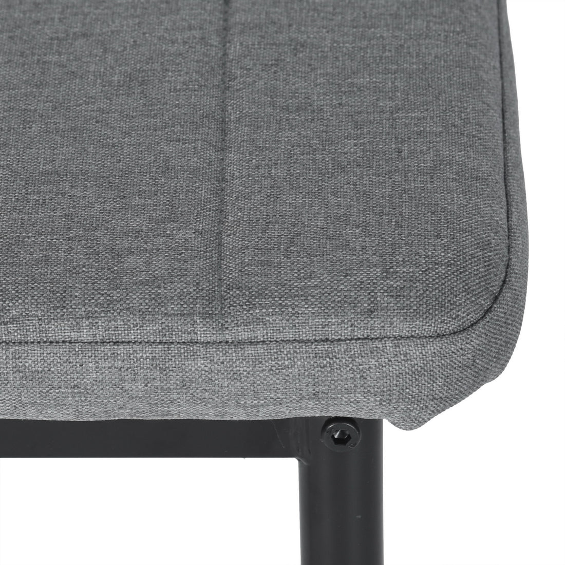 Ann grey dining chair showing seat corner and stitching detail