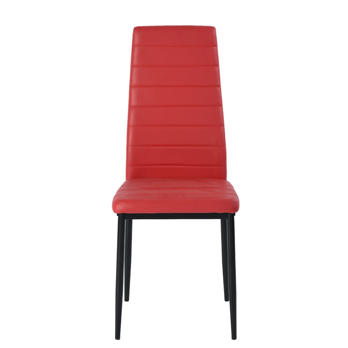 Ann red high back upholstered dining chair front view on white background