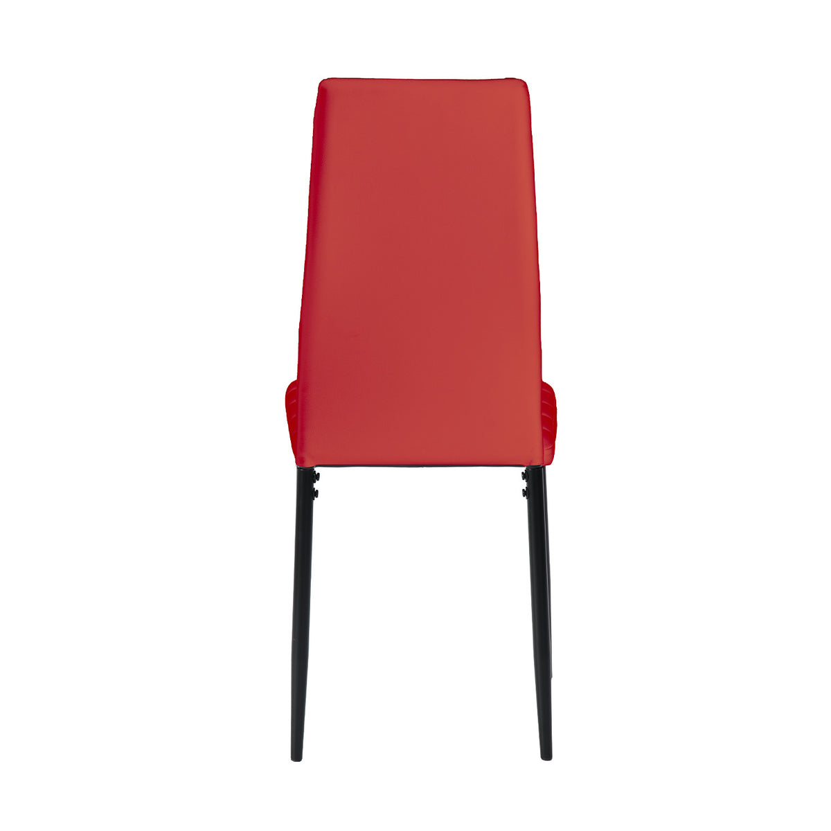 Ann red high back upholstered dining chair rear view on white background