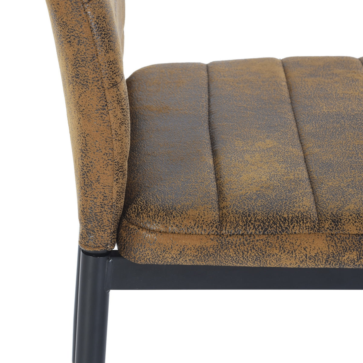 Ann suede brown dining chair showing stitched seat and back detail