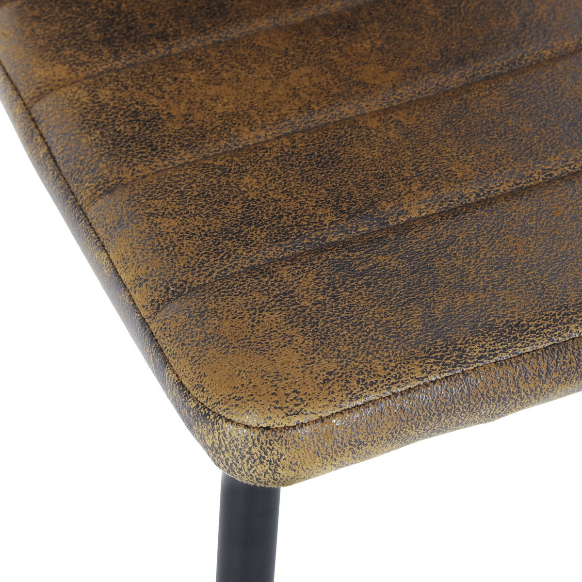 Ann suede brown dining chair showing seat edge upholstery detail