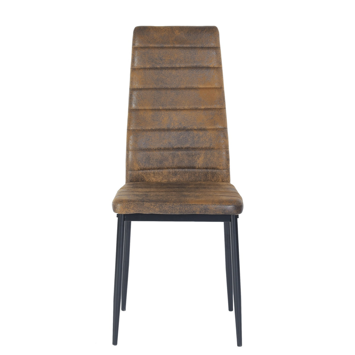 Ann suede brown high back upholstered dining chair front view on white background