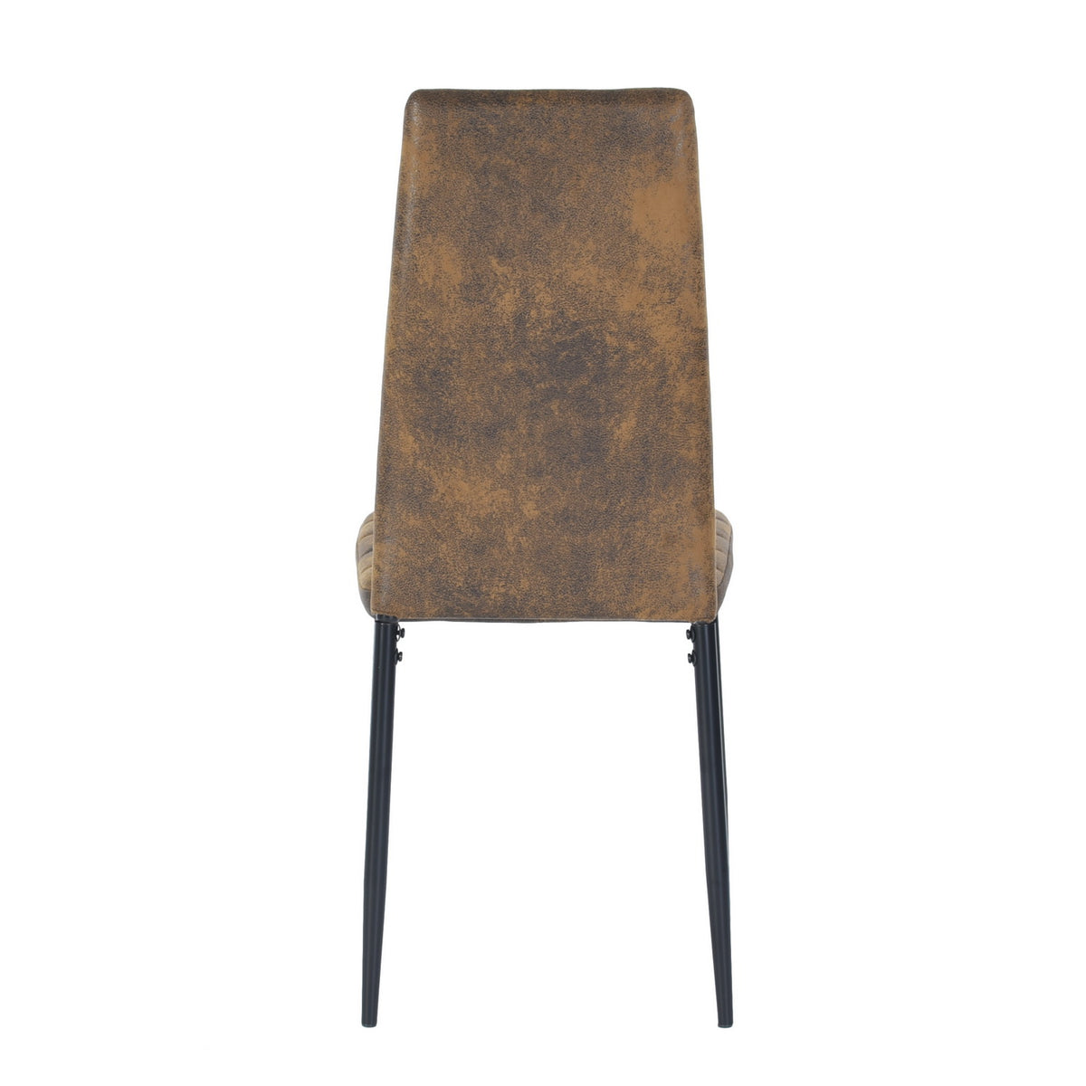 Ann suede brown high back upholstered dining chair rear view on white background