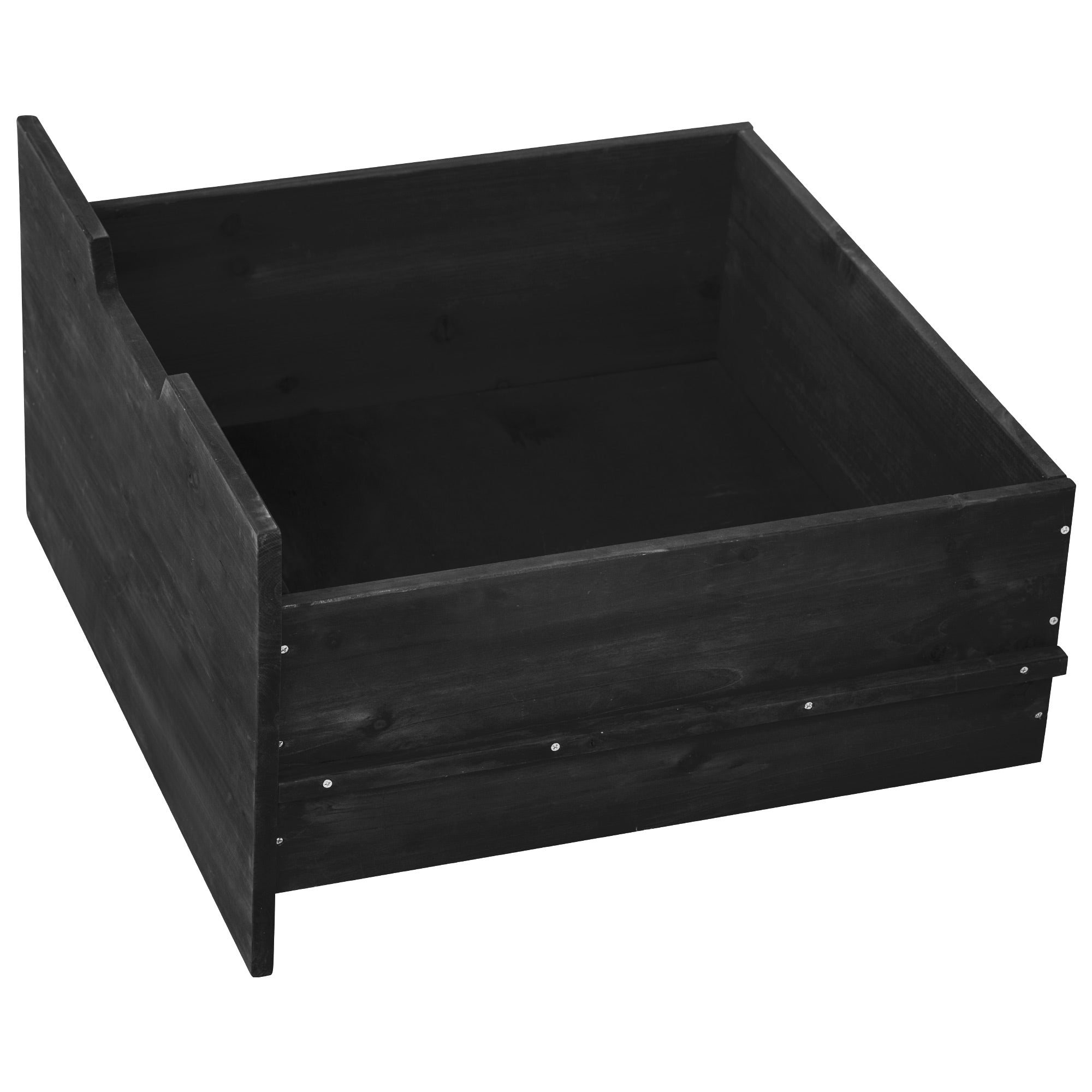 Antibes black outdoor kitchen island showing removable storage drawer for organizing grilling accessories cookware and outdoor kitchen essentials