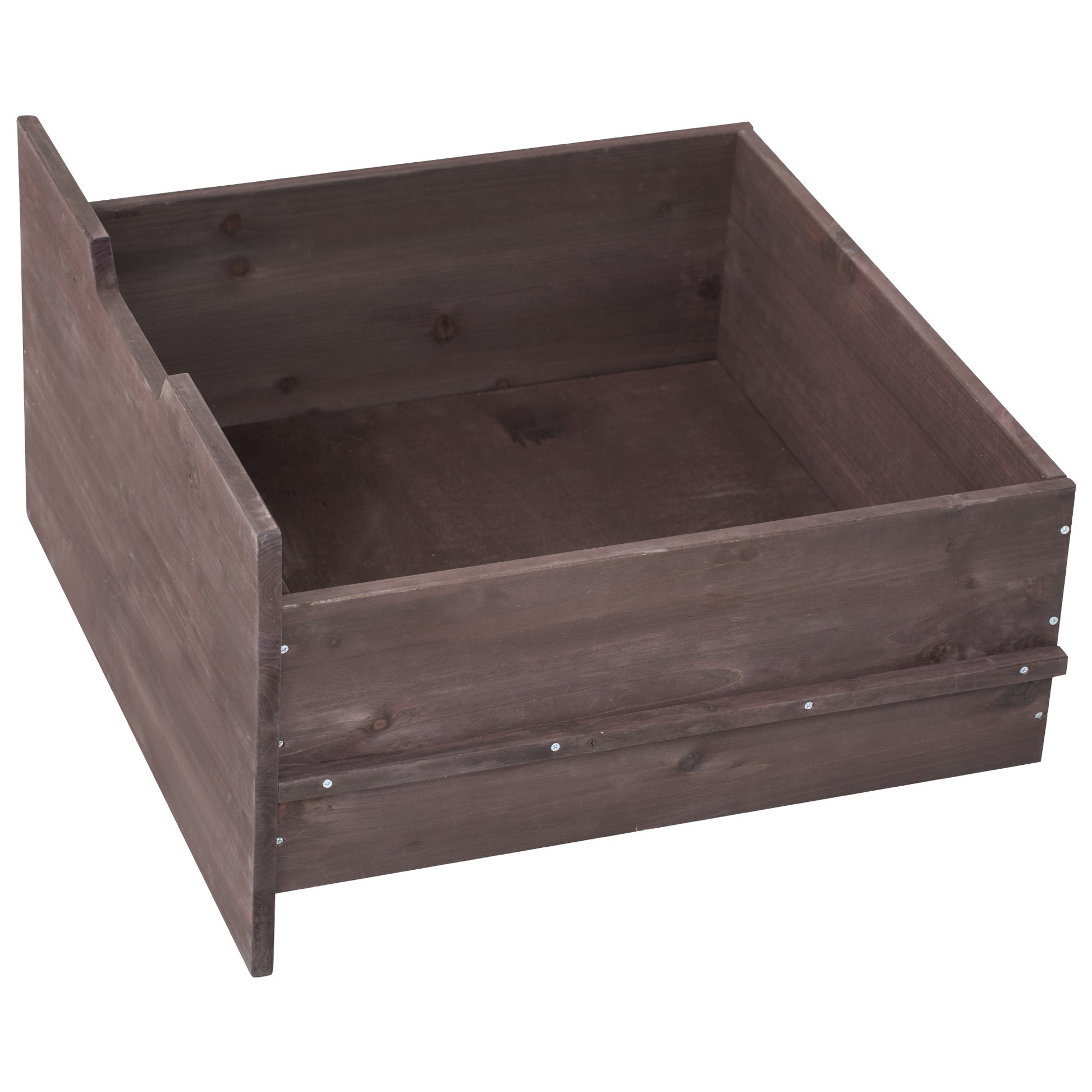 Antibes dark brown outdoor kitchen island showing removable storage drawer for organizing grilling accessories cookware firewood and outdoor kitchen essentials