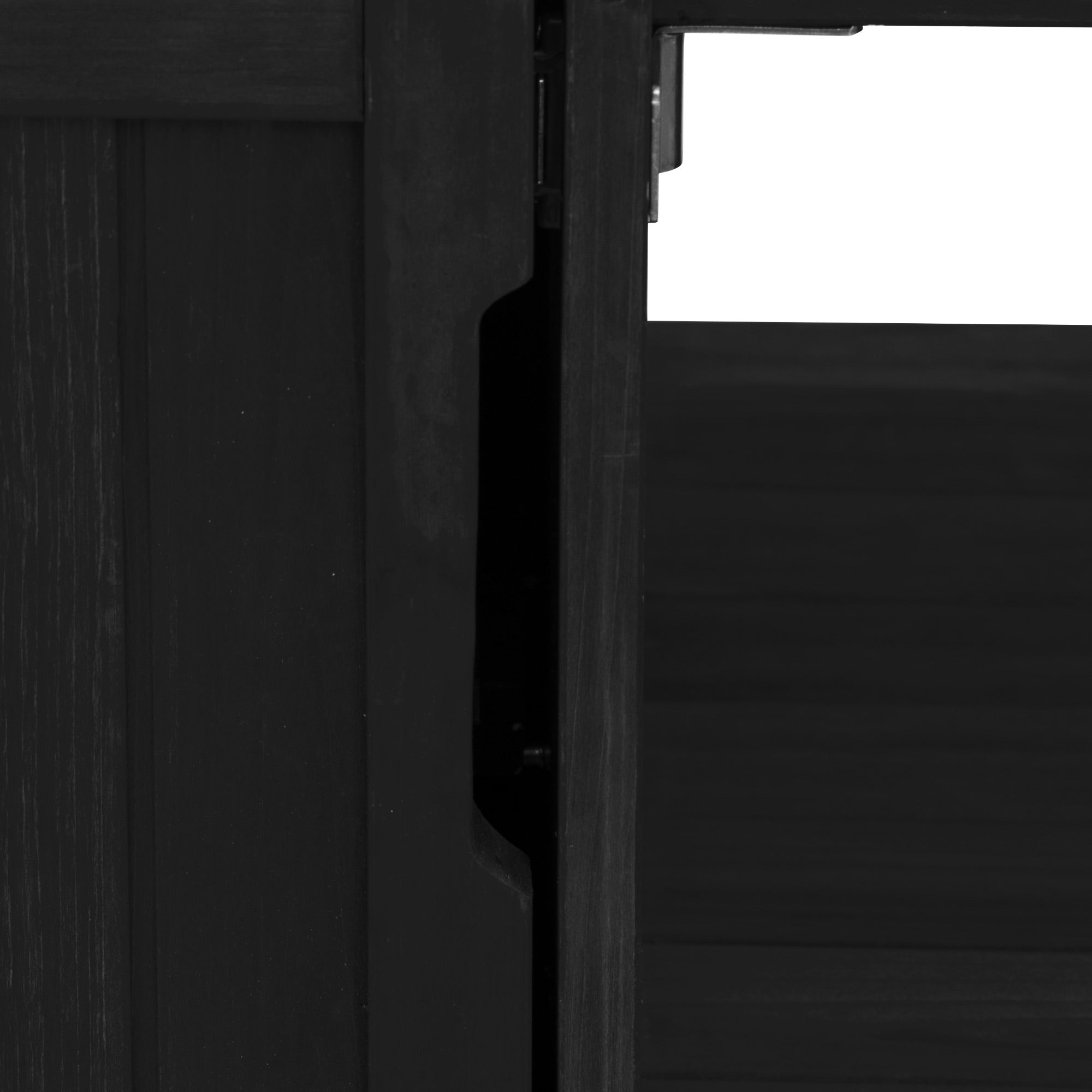 Antibes dark brown outdoor kitchen island showing integrated recessed cabinet door handle for easy access and clean modern design