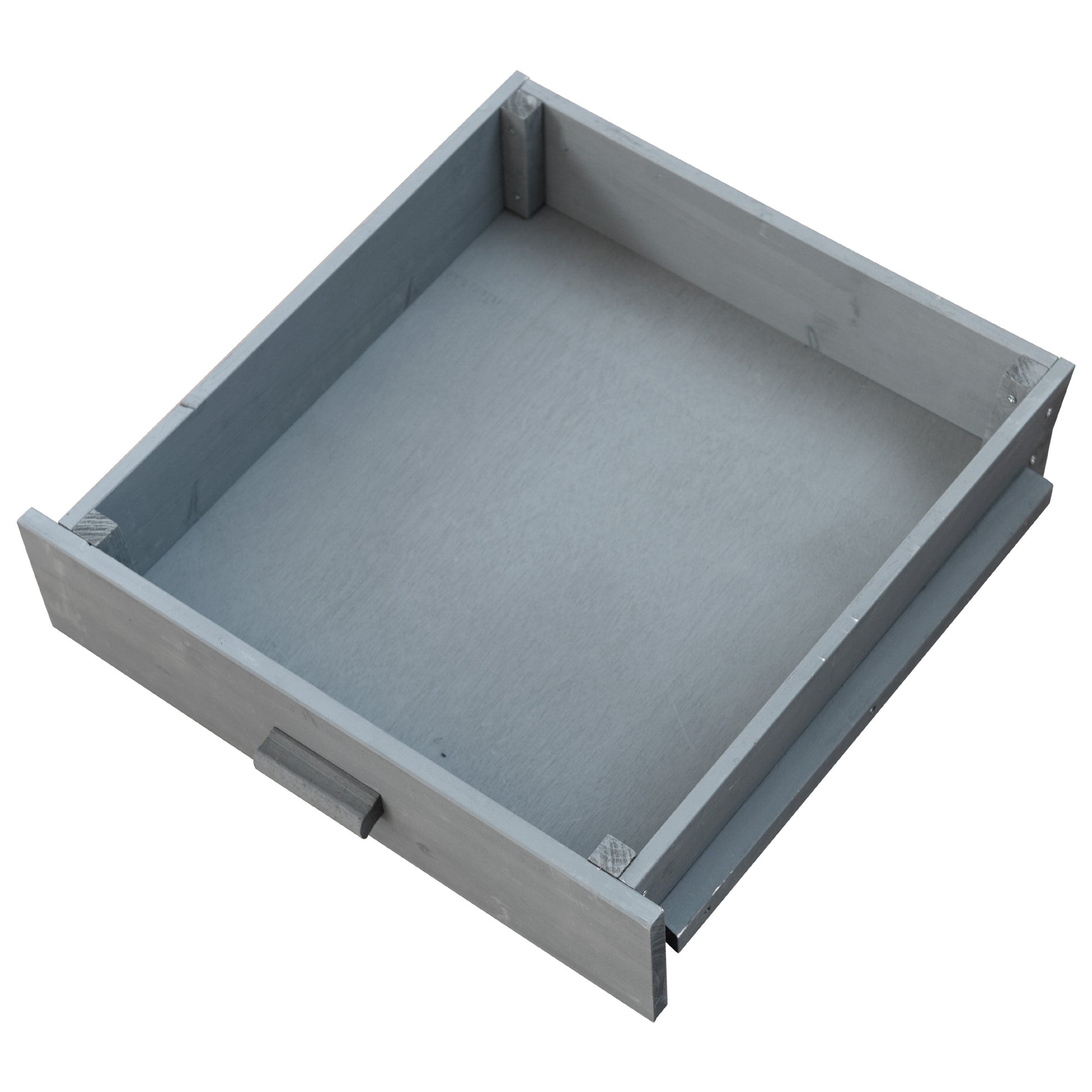 Arezzo gray blue kitchen cart showing removable storage drawer detail