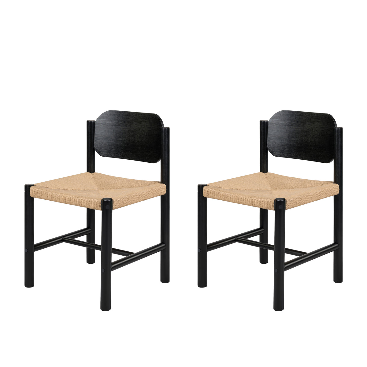 Arve black dining chair showing set of 2 chairs front view