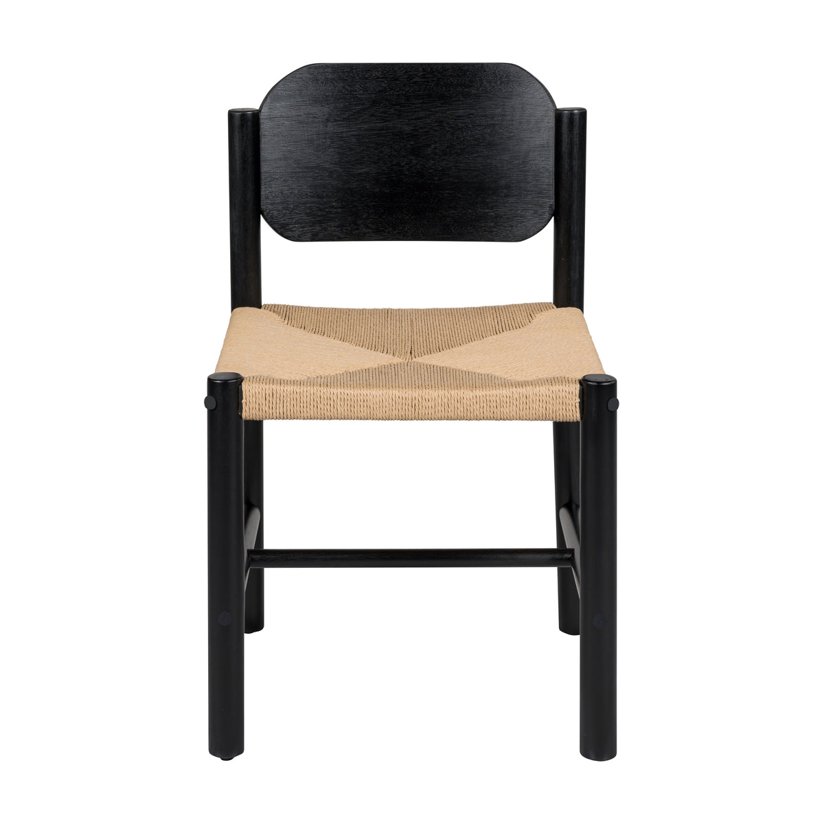 Arve black dining chair showing single chair front view