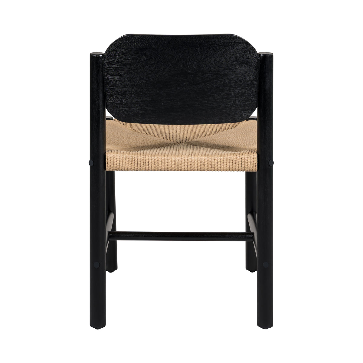 Arve black dining chair showing single chair back view