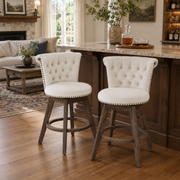 Barossa 26" Tufted Velvet Swivel Counter Height Bar Stool Set of 2 with Backrest