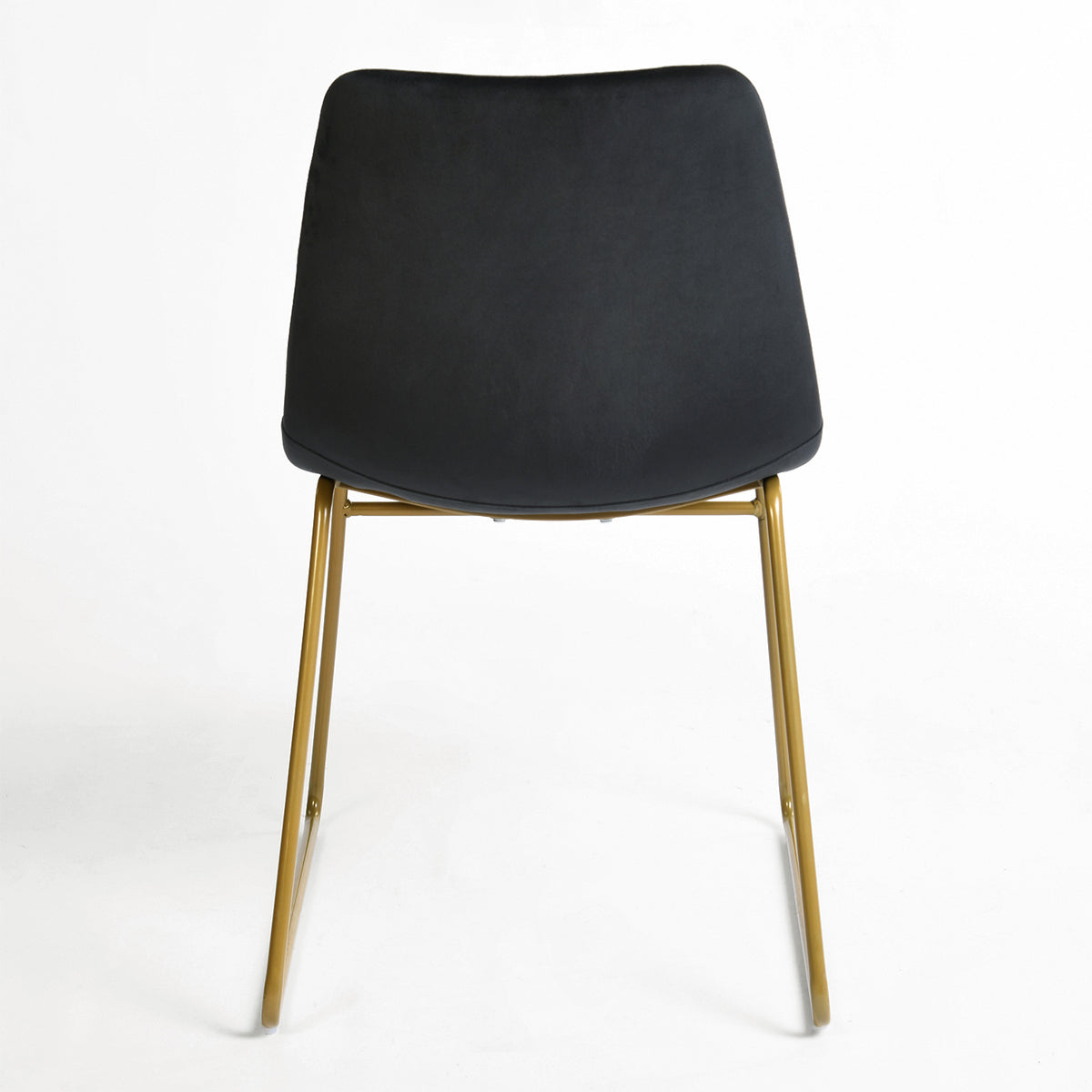 Batassel black velvet dining chair back view on white background