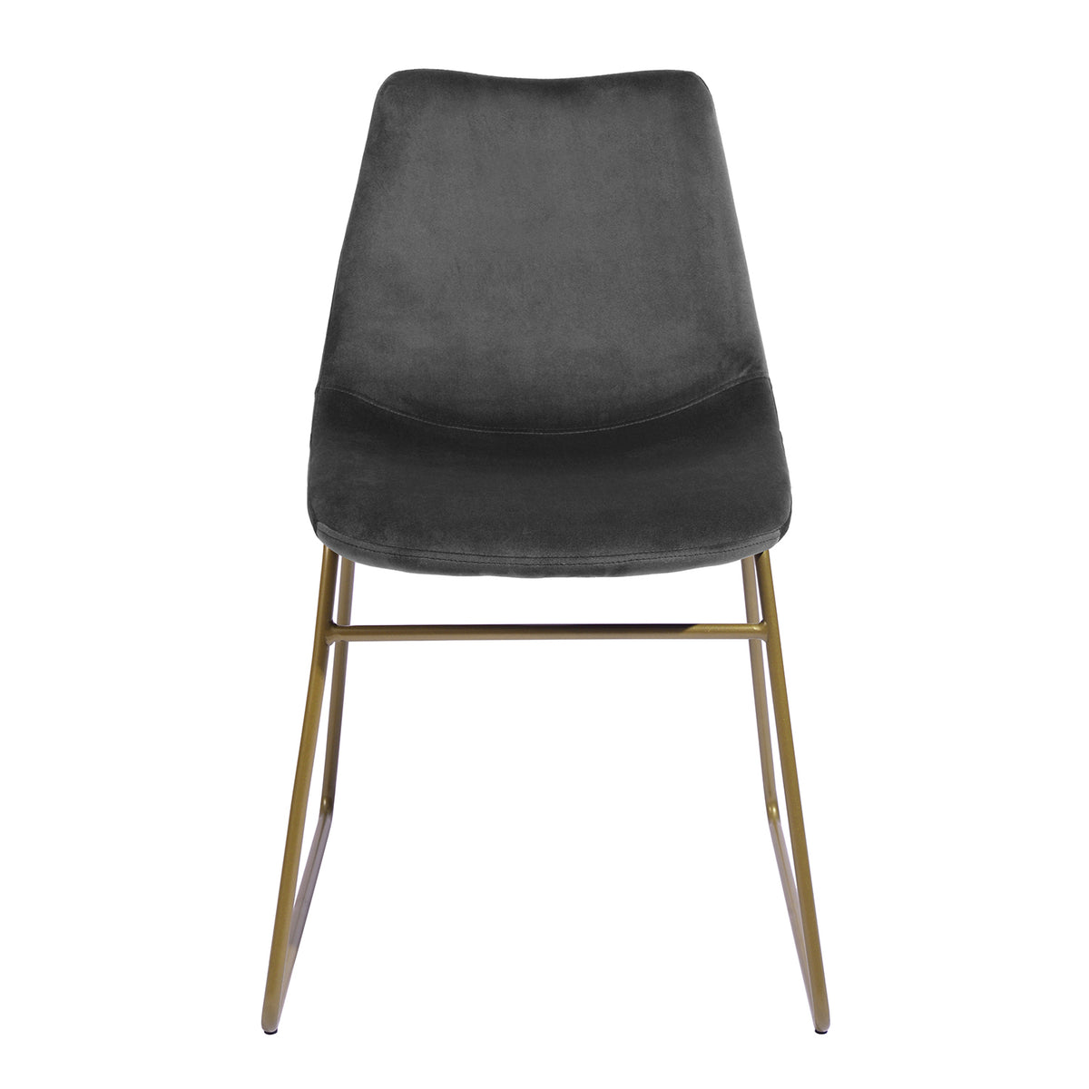 Batassel grey velvet dining chair front view on white background
