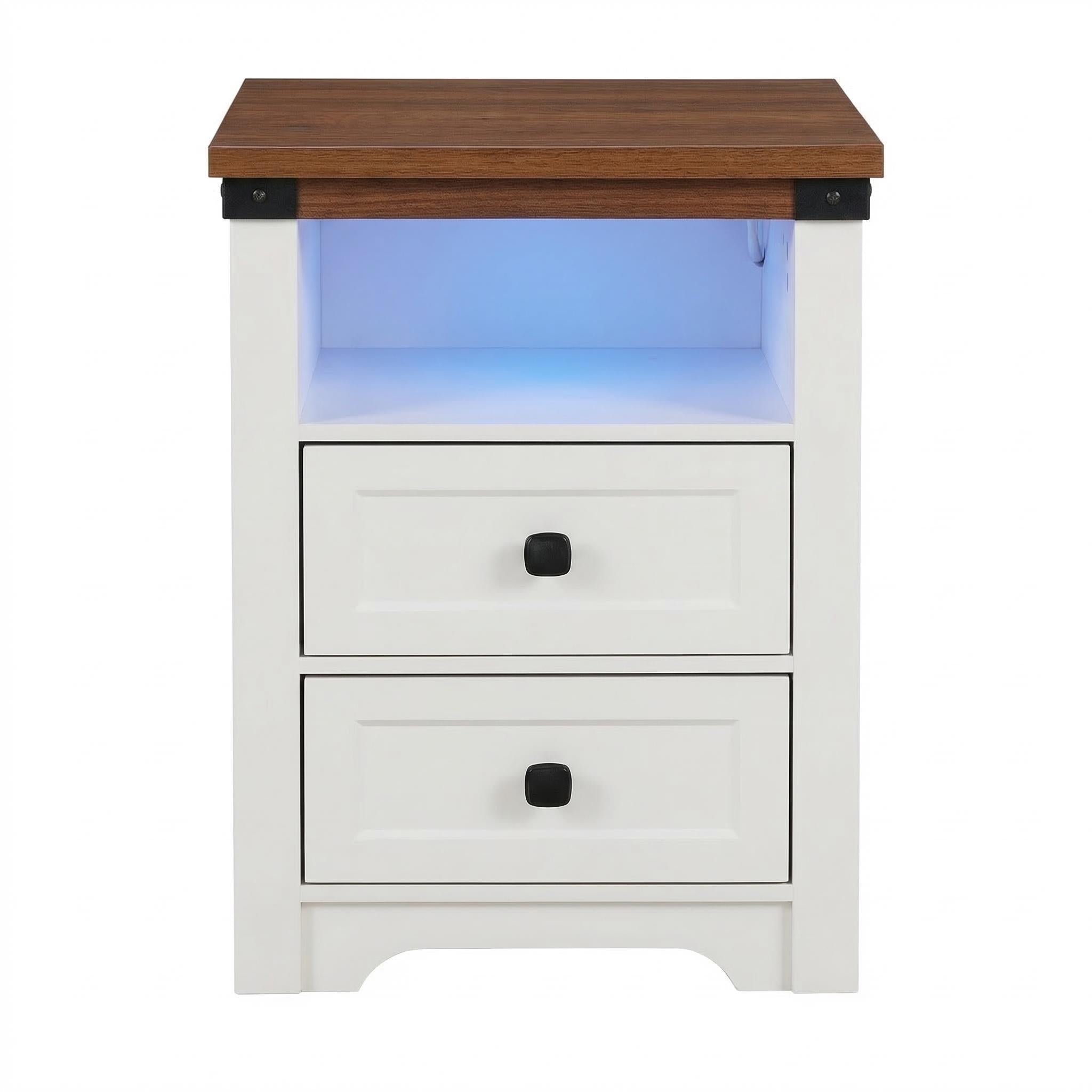 Benton white nightstand showing front view isolated on white background