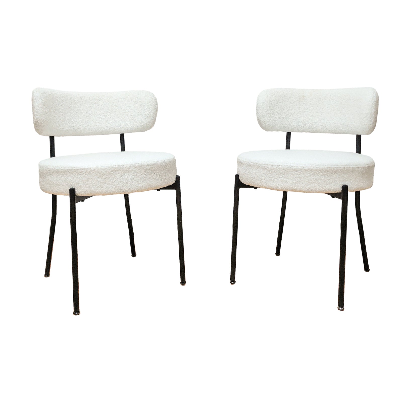 Bled white upholstered dining chairs set of two on white background