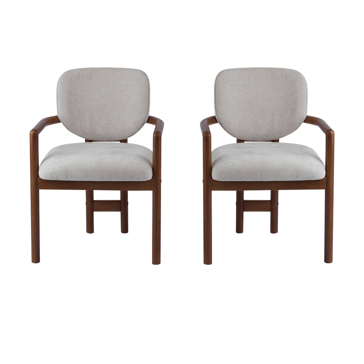 Bracciano brown upholstered dining armchairs set of two front view on white background