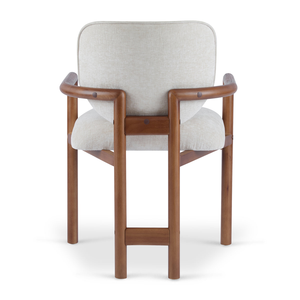 Bracciano brown upholstered dining armchair rear underside view on white background