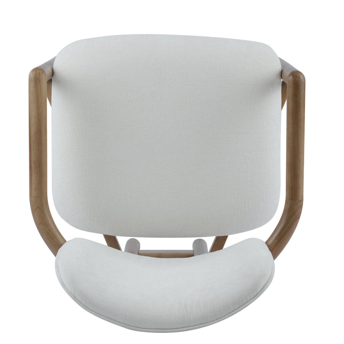 Bracciano oak dining armchair close-up of the curved upholstered arm and wood frame