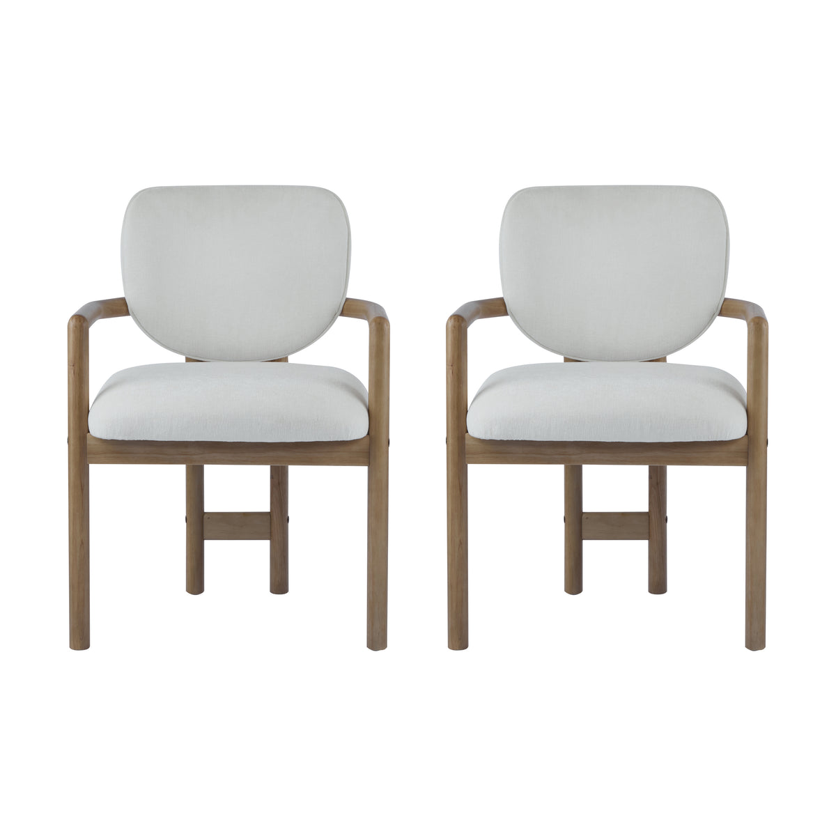Bracciano oak upholstered dining armchairs set of two front view on white background