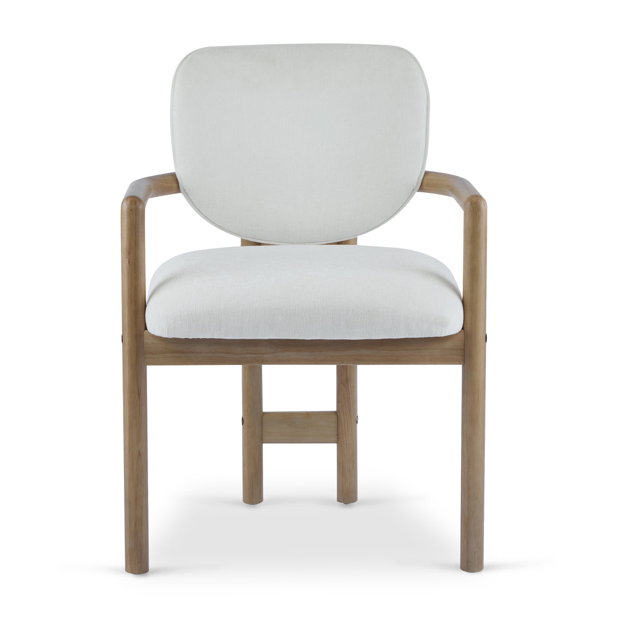 Bracciano oak upholstered dining armchair straight front view on white background