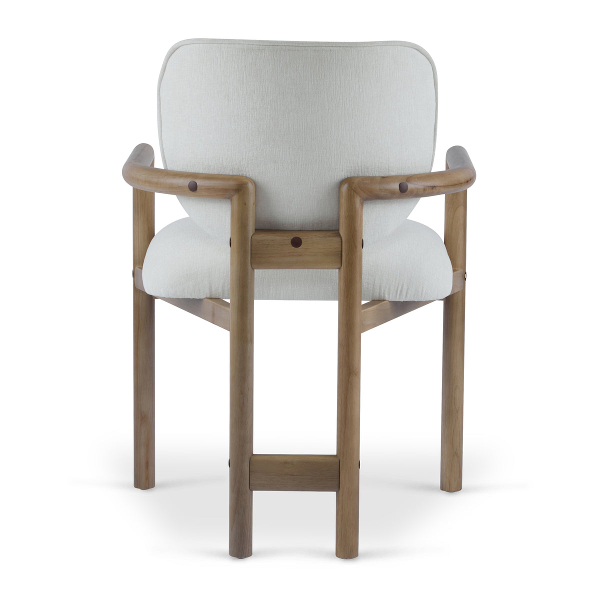 Bracciano oak upholstered dining armchair rear underside view on white background